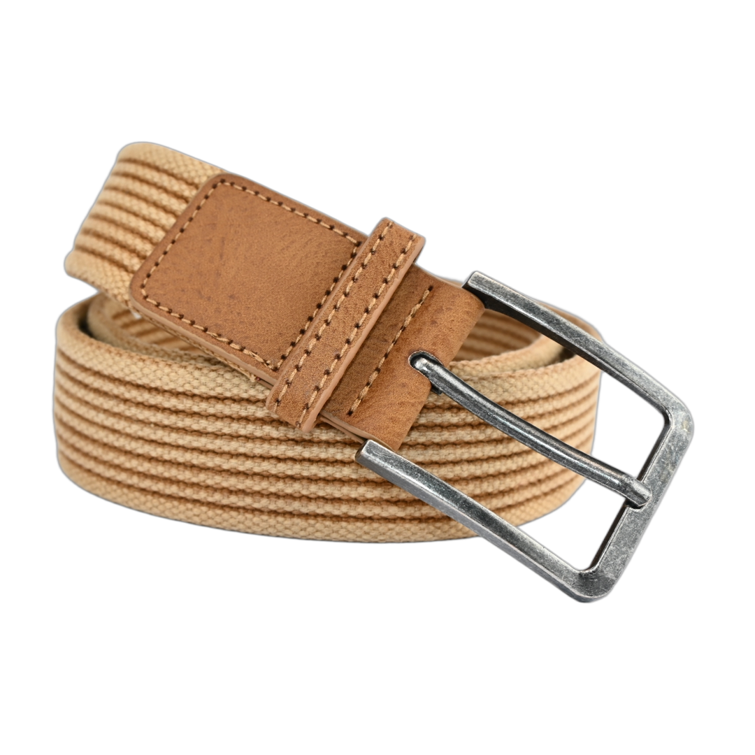 Cinto Masculino Lona Fivela Quadrada Envelhecida