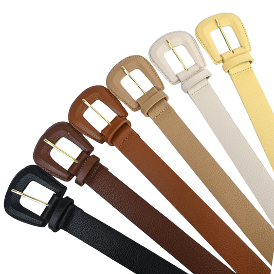 Cinto De Couro Feminino Fivela Oval Médio