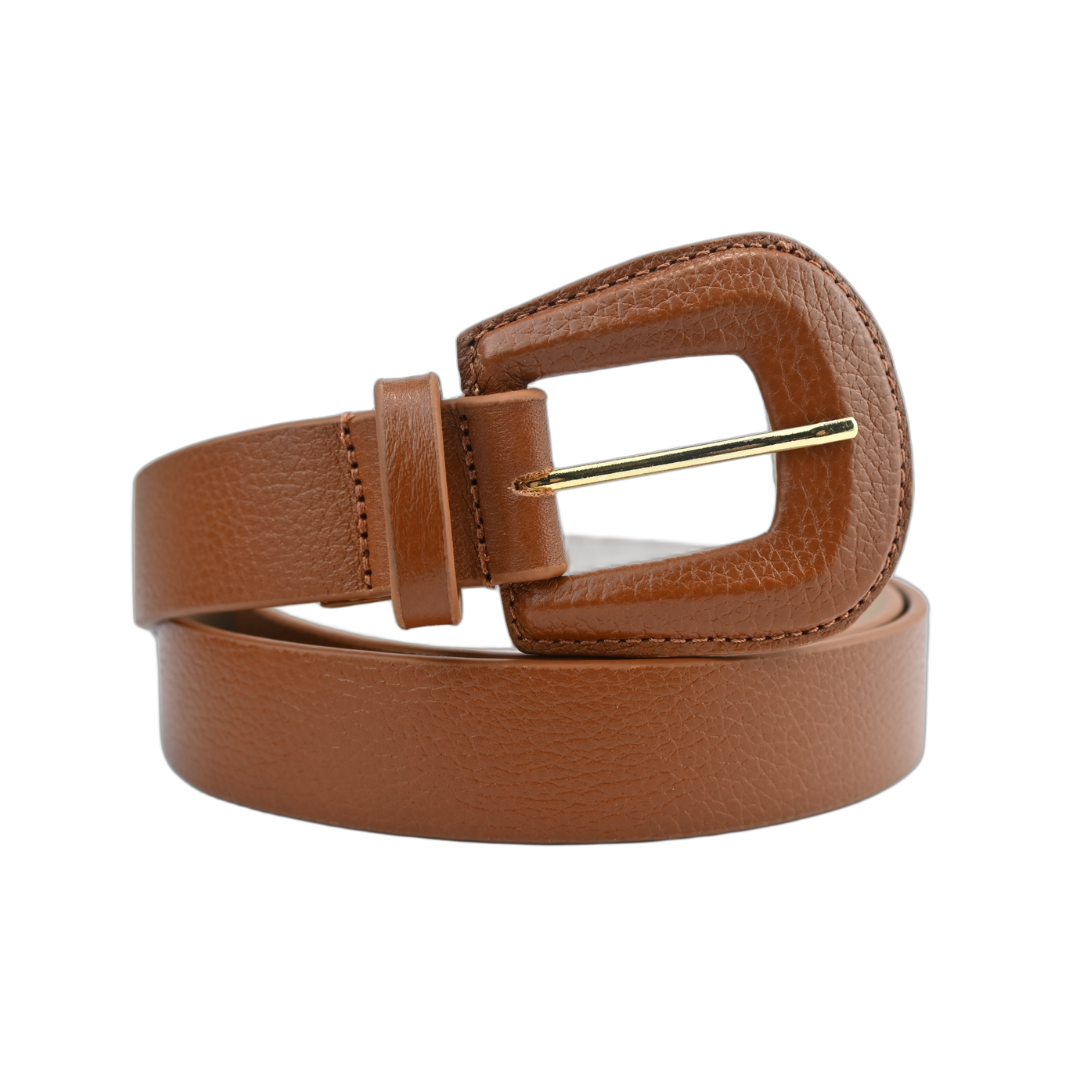 Cinto De Couro Feminino Fivela Oval Médio