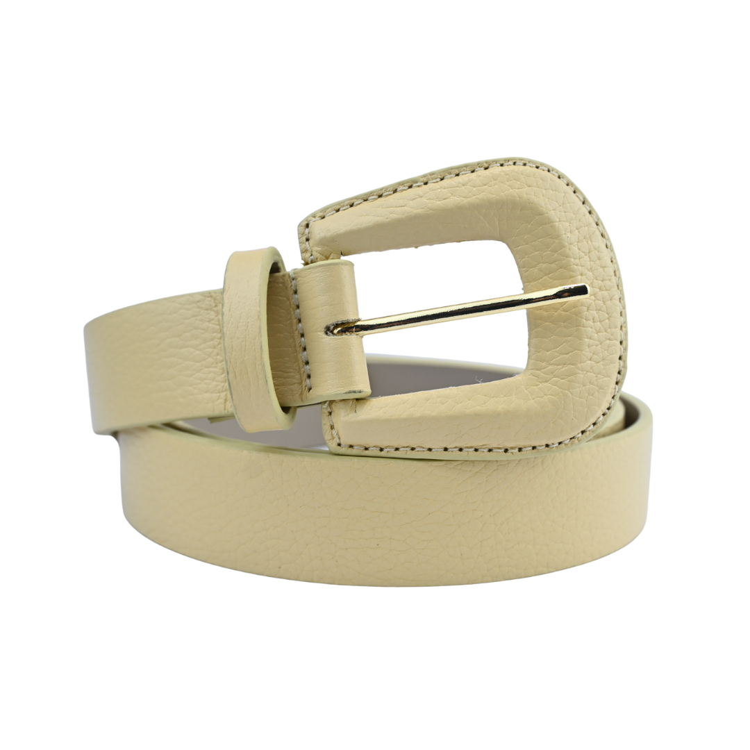 Cinto De Couro Feminino Fivela Oval Médio
