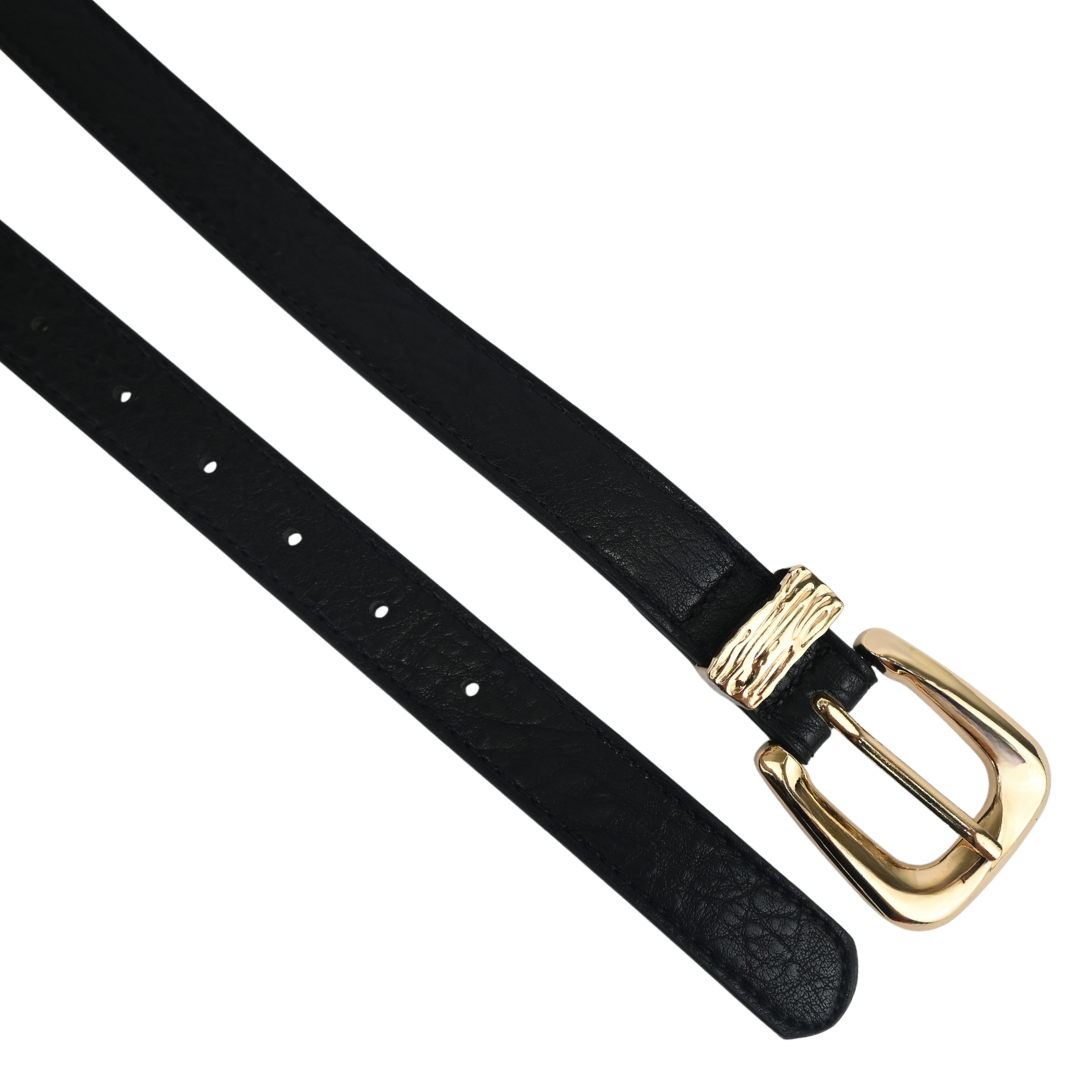 Cinto Feminino de Couro Sintético com Fivela Metalizada