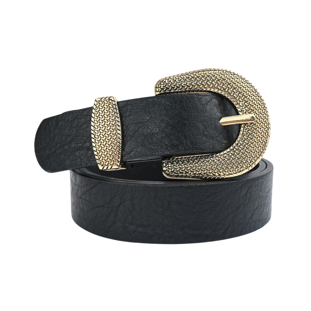 Cinto Feminino com Fivela Dourada Texturizada