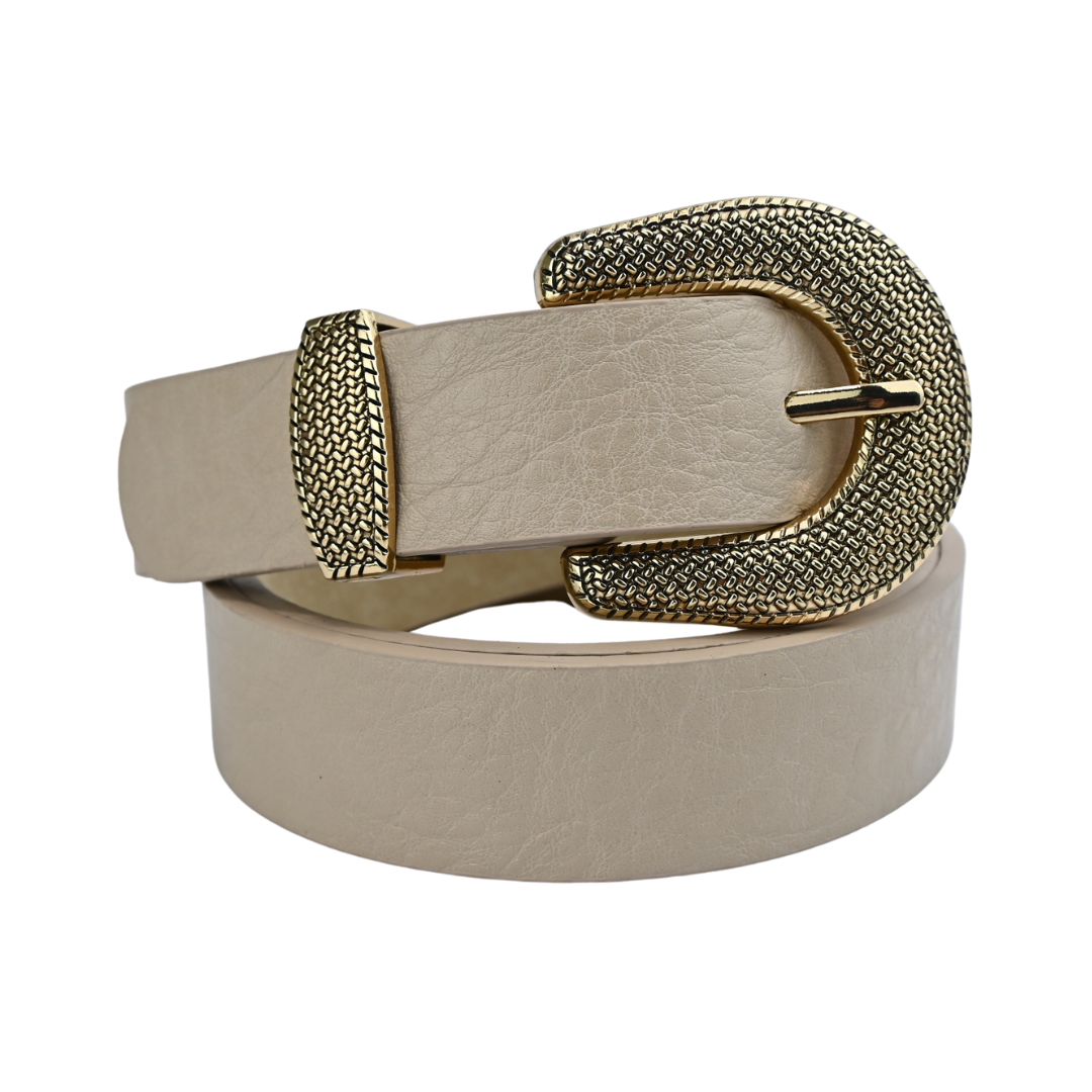 Cinto Feminino com Fivela Dourada Texturizada
