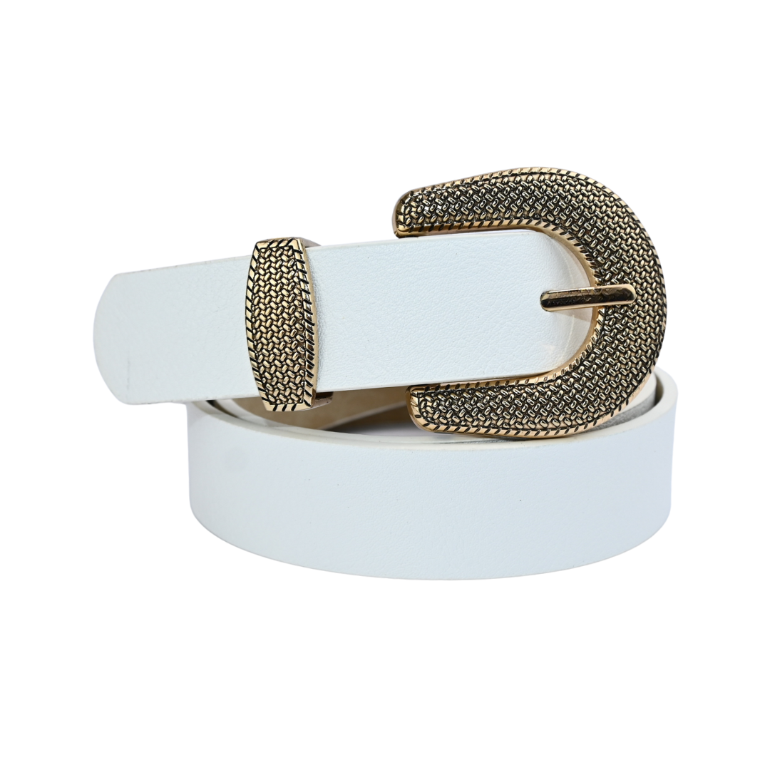 Cinto Feminino com Fivela Dourada Texturizada