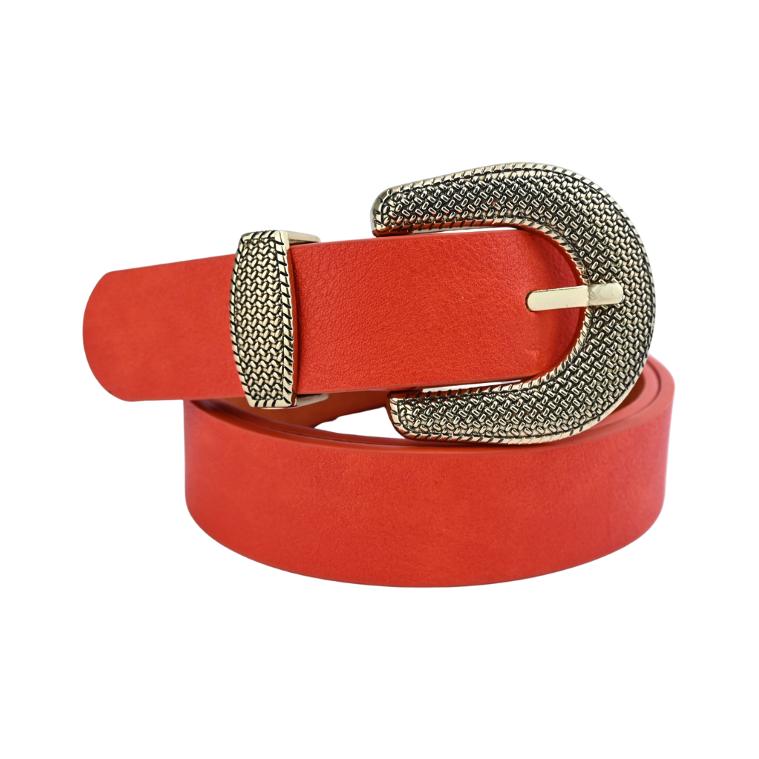 Cinto Feminino com Fivela Dourada Texturizada