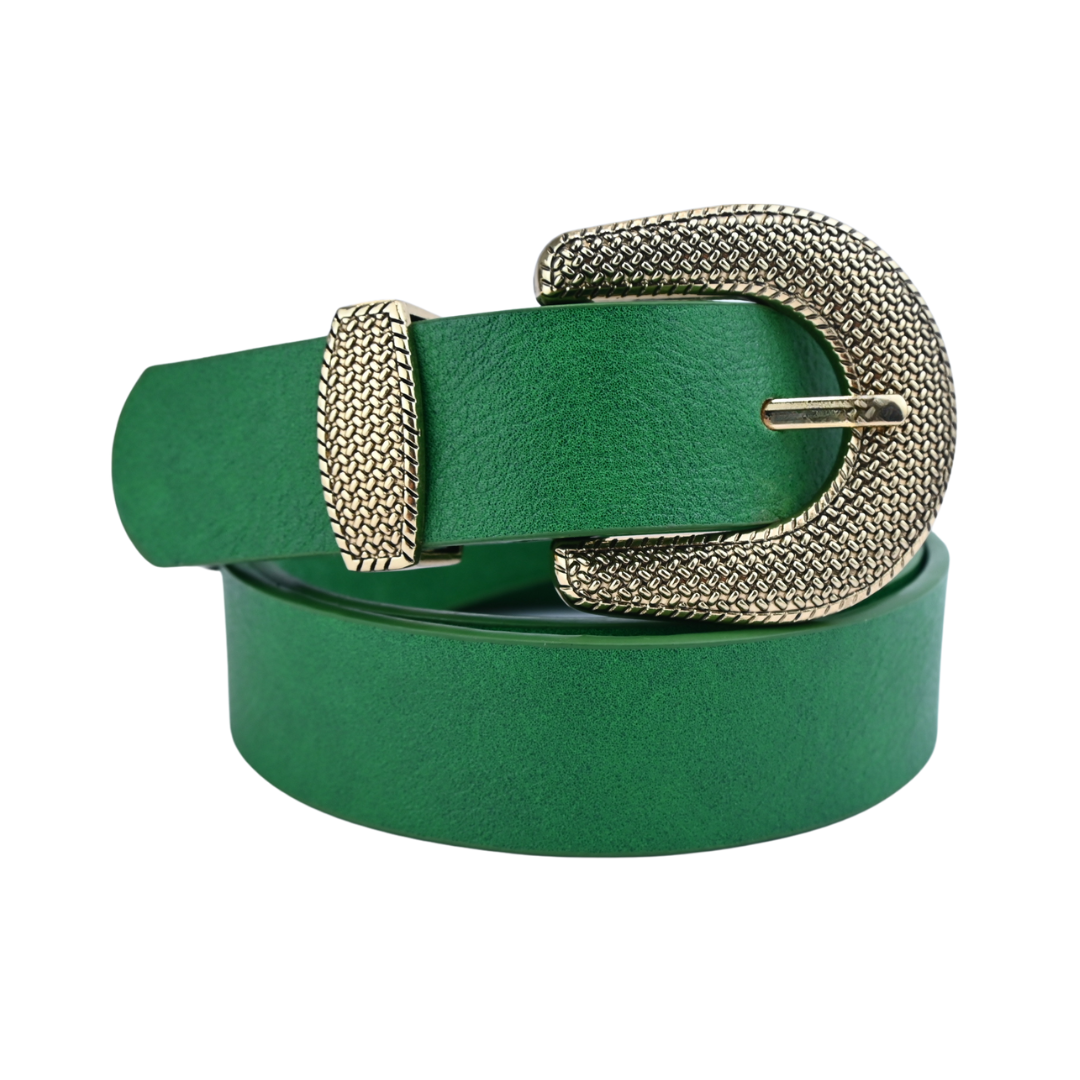 Cinto Feminino com Fivela Dourada Texturizada