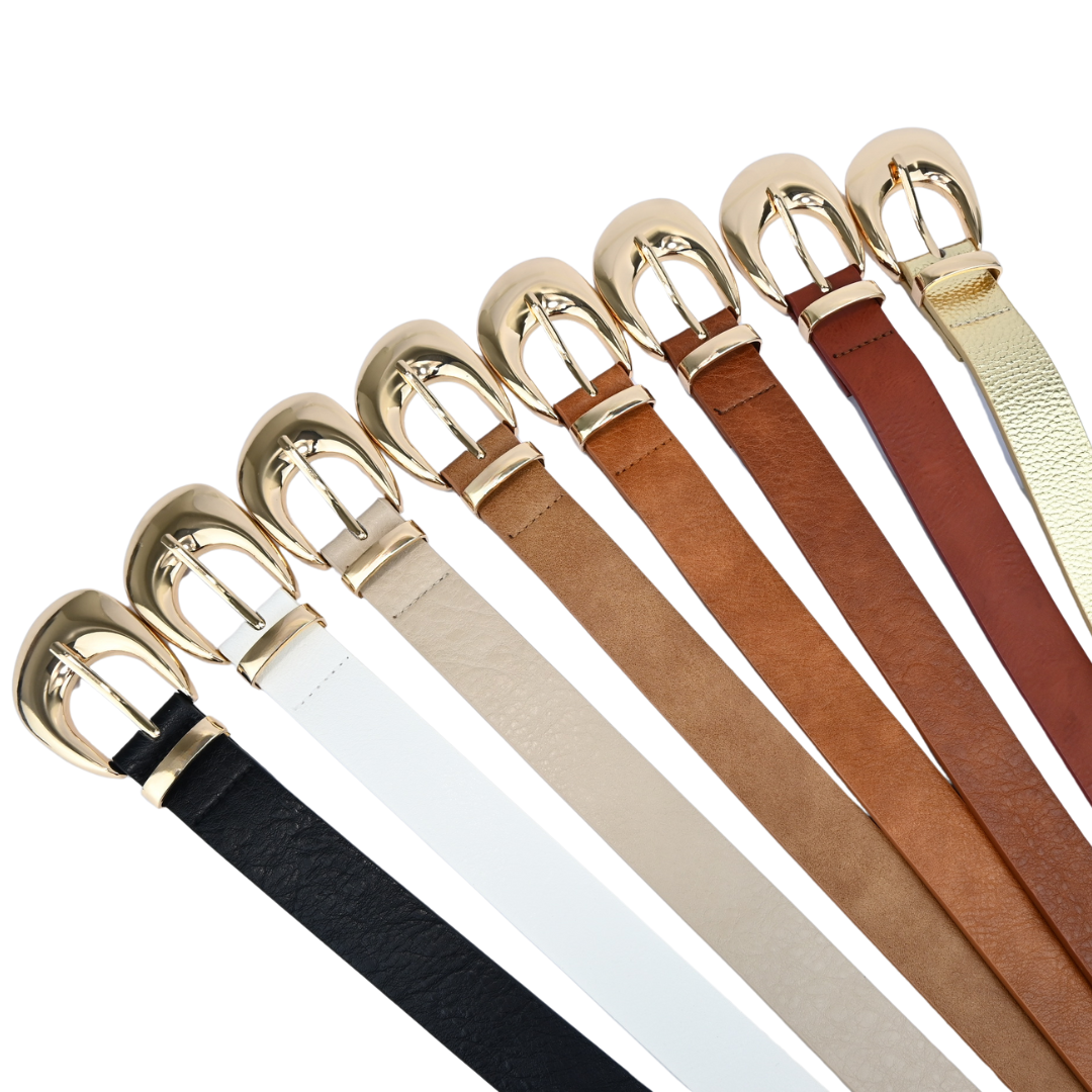 Cinto Feminino com Fivela Dourada Oval Estilo e Sofisticação