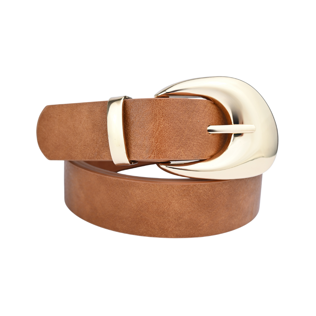 Cinto Feminino com Fivela Dourada Oval Estilo e Sofisticação