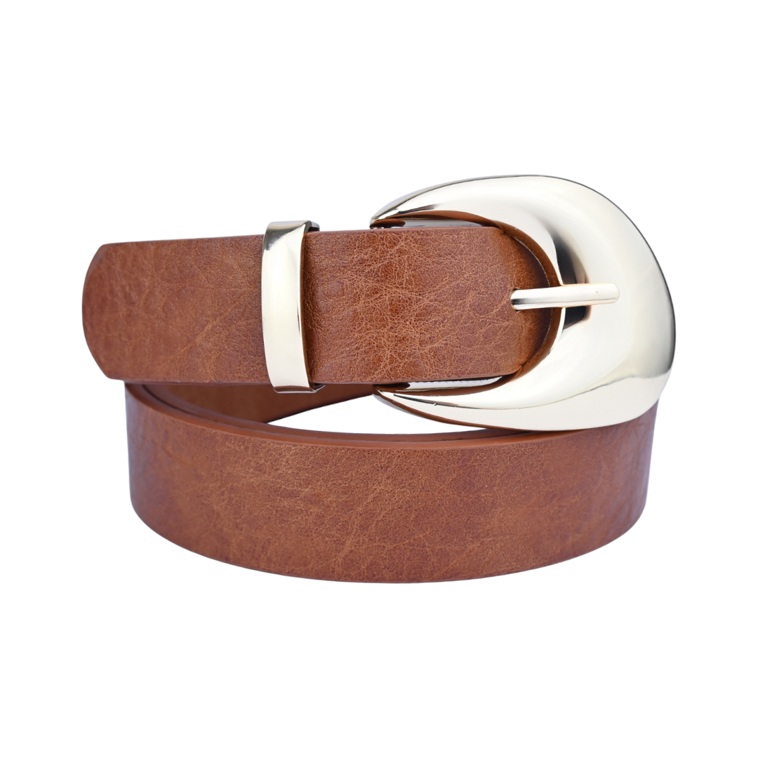 Cinto Feminino com Fivela Dourada Oval Estilo e Sofisticação