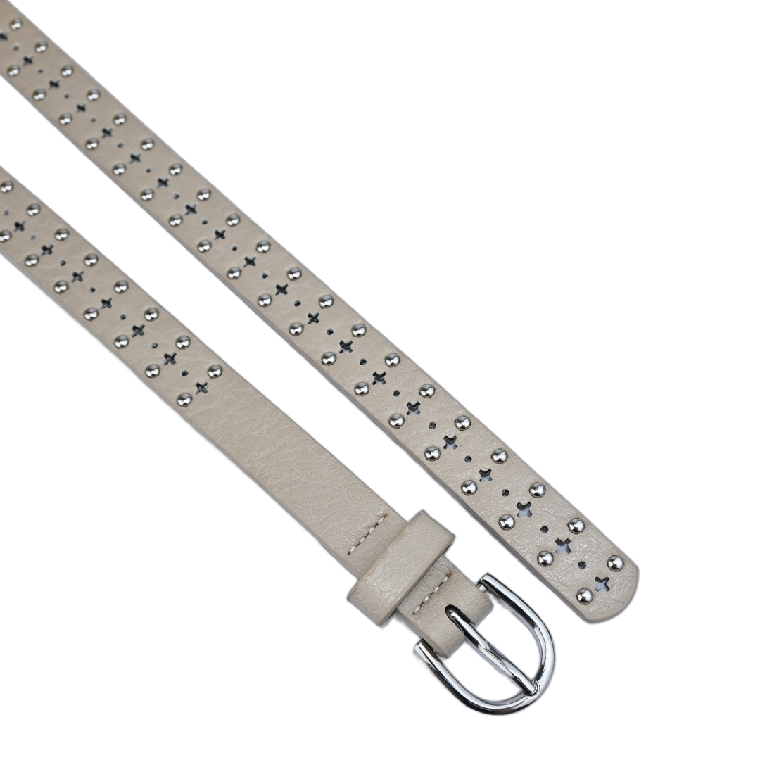 Cinto Feminino Fino Com Tachas E Fivela Metálica