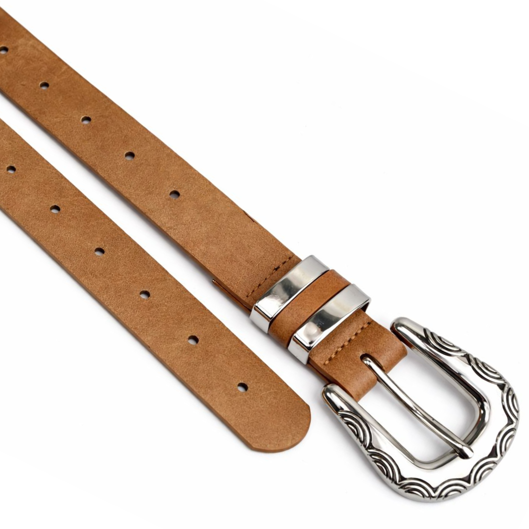 Cinto Feminino com Fivela Trabalhada Prata