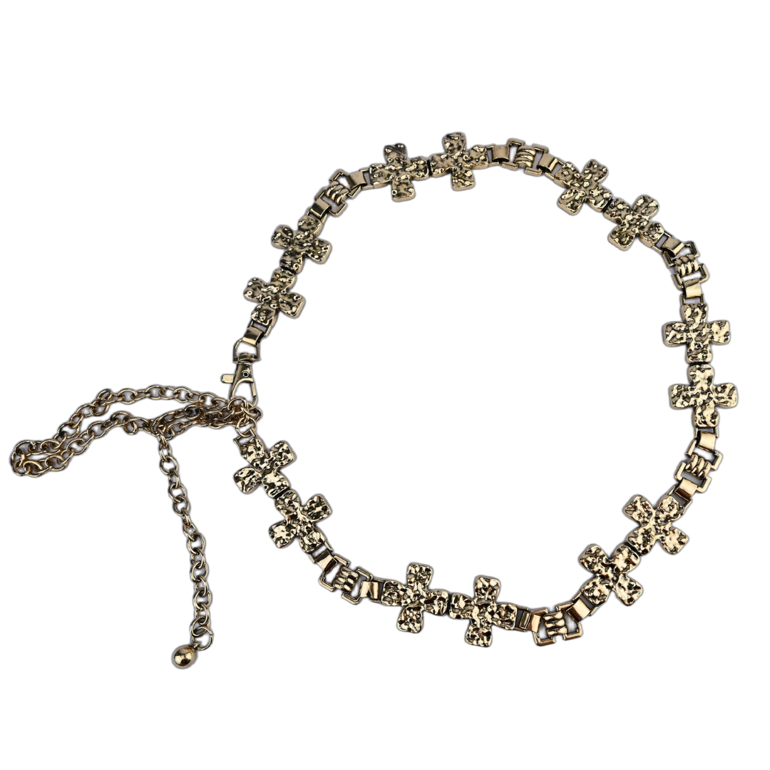 Cinto Corrente Feminino Metálico Cruz