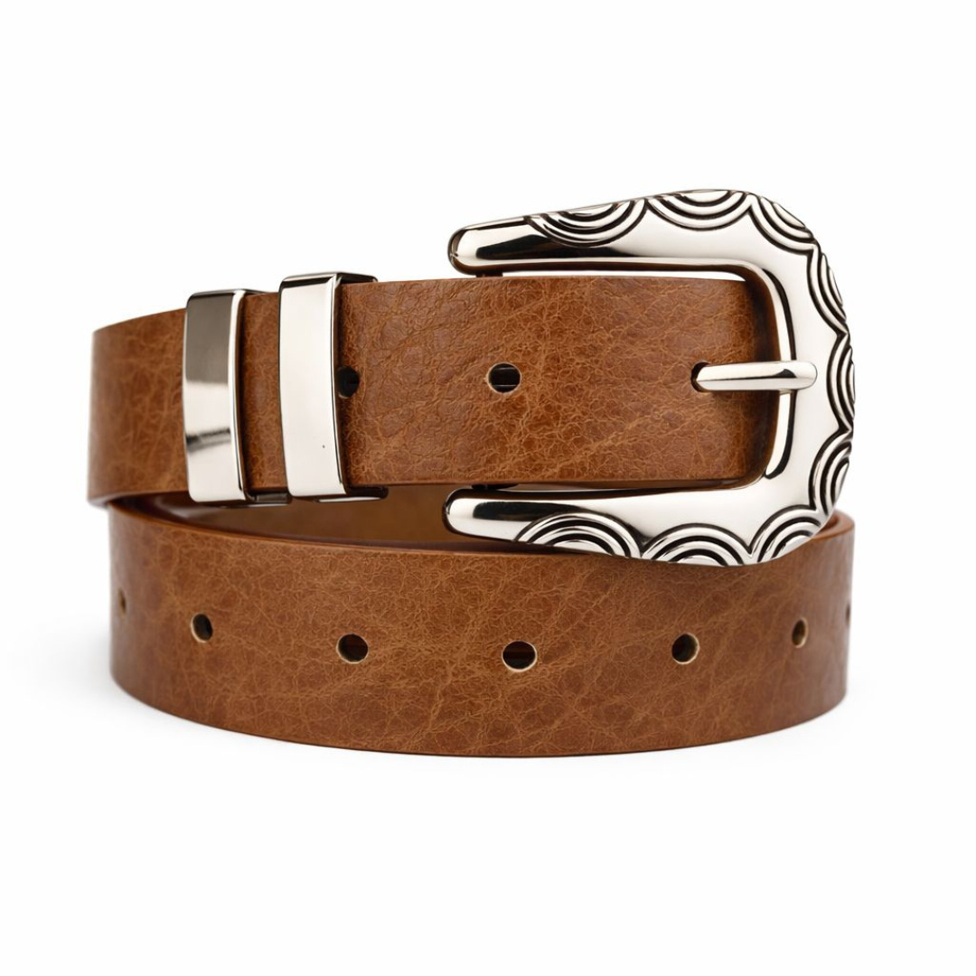 Cinto Feminino com Fivela Trabalhada Prata