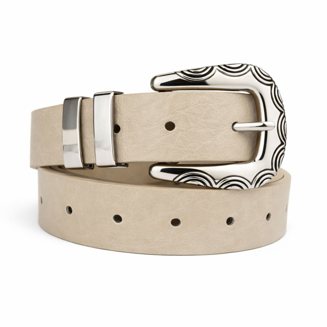 Cinto Feminino com Fivela Trabalhada Prata