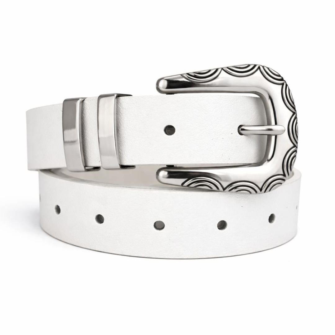 Cinto Feminino com Fivela Trabalhada Prata