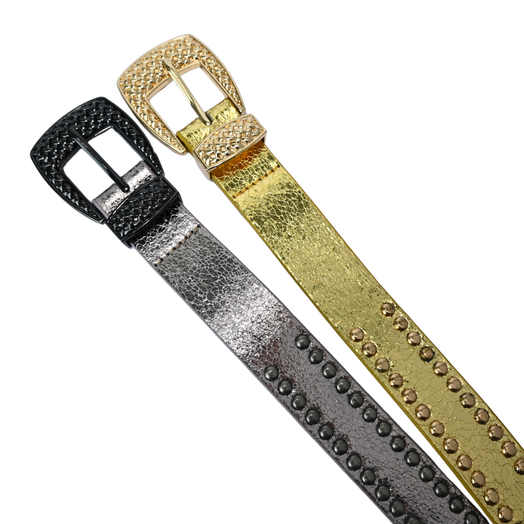 Cinto Feminino com Tachas e Fivela Trabalhada