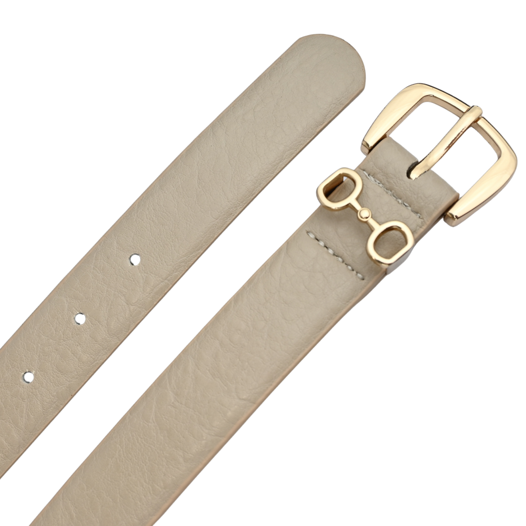 Cinto Feminino com Fivela Dourada e Detalhe Metálico