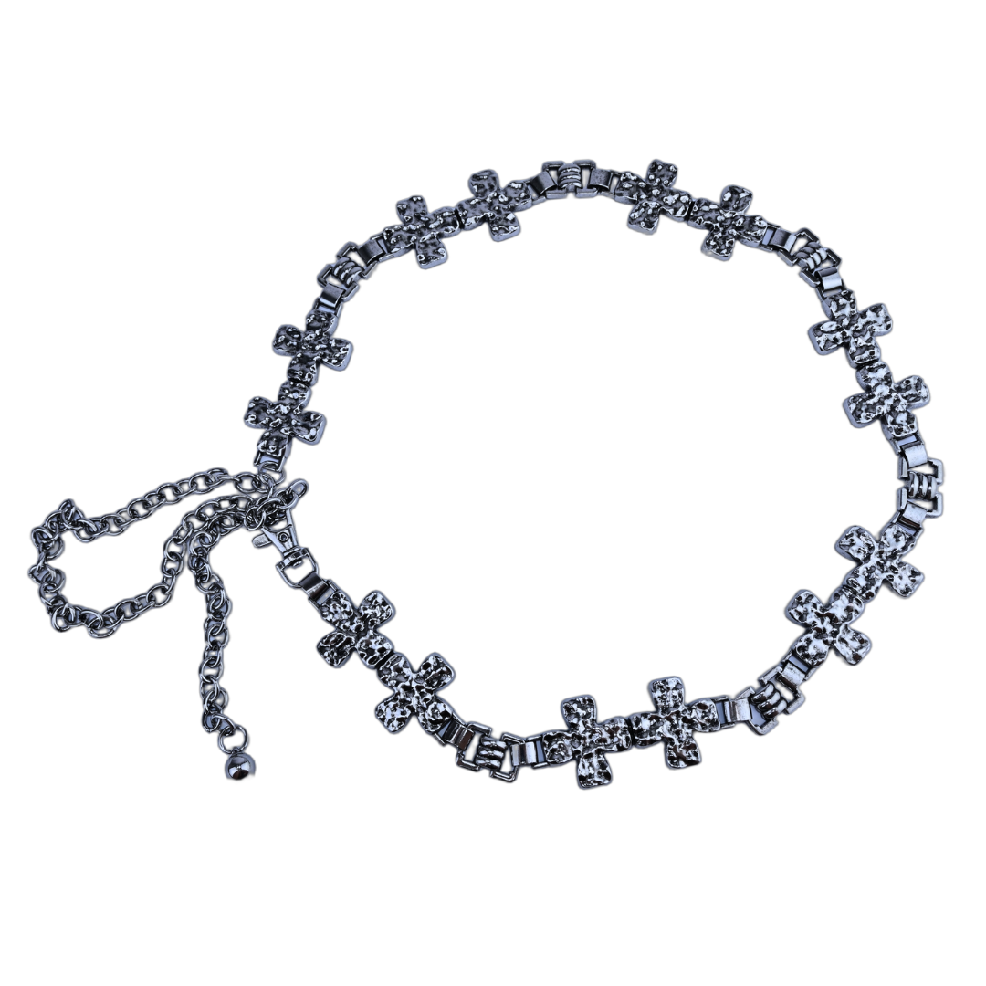 Cinto Corrente Feminino Metálico Cruz