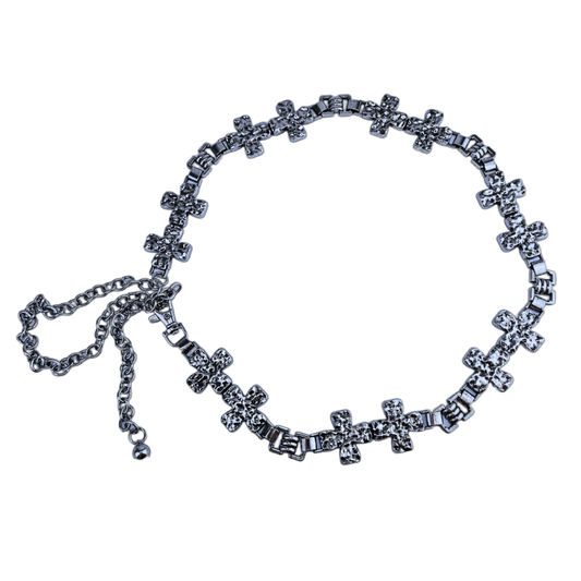 Cinto Corrente Feminino Metálico Cruz