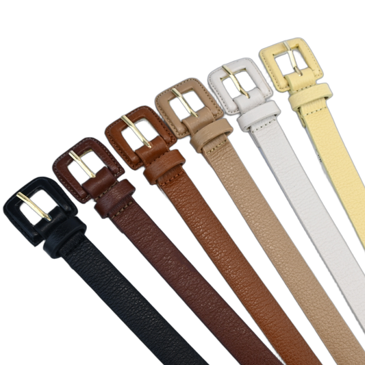 Cinto De Couro Encapado Fino Quadrado