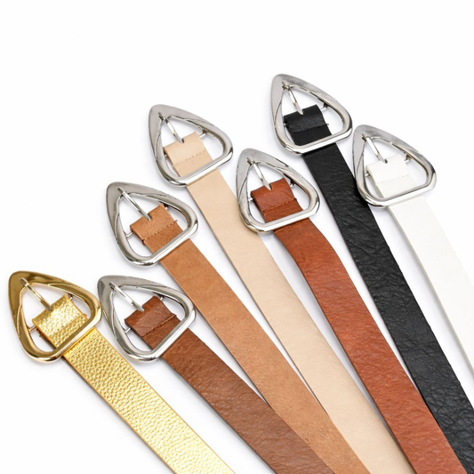 Cinto Feminino Em Couro Sintético Com Fivela Metálica
