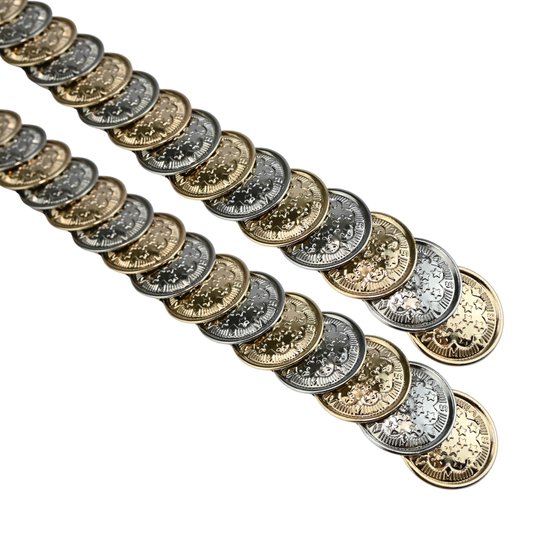 Cinto de Moedas Metálicas Texturizada