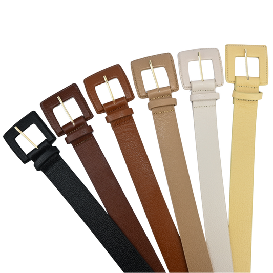 Cinto De Couro Feminino Médio Quadrado