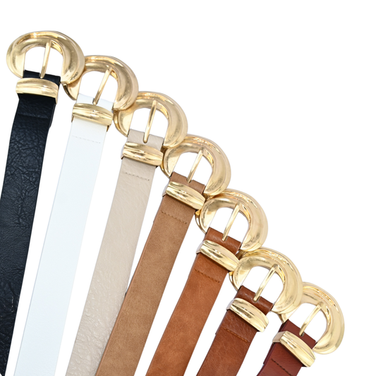 Cinto Feminino em Couro Sintético com Fivela Dourada