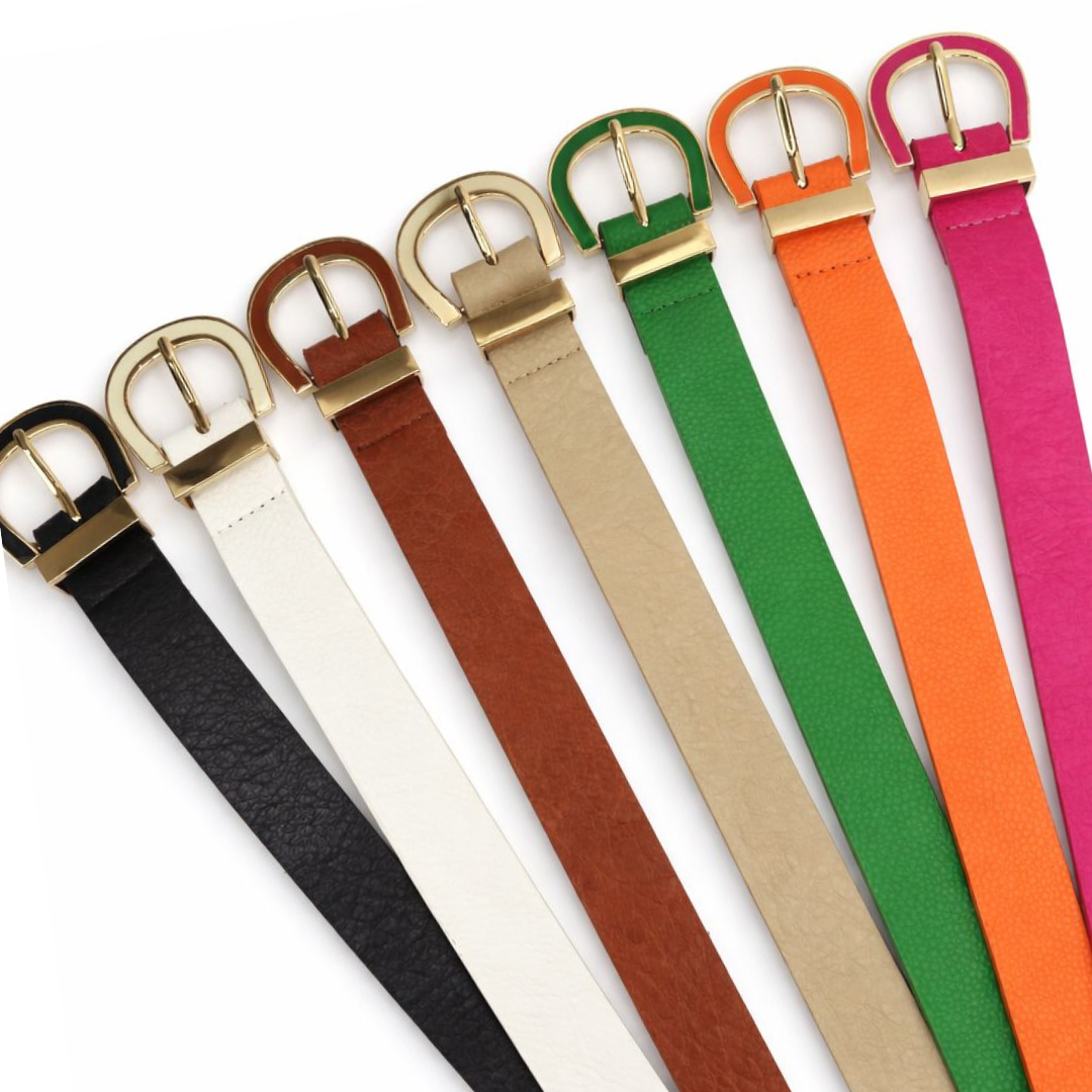 Cinto Feminino Colorido Fivela Metal Encapado