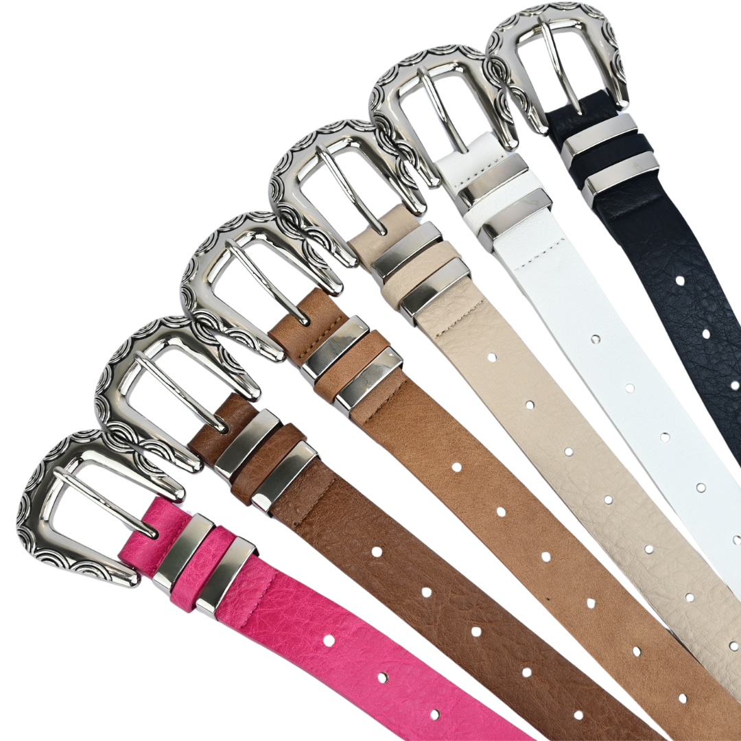 Cinto Feminino com Fivela Trabalhada Prata