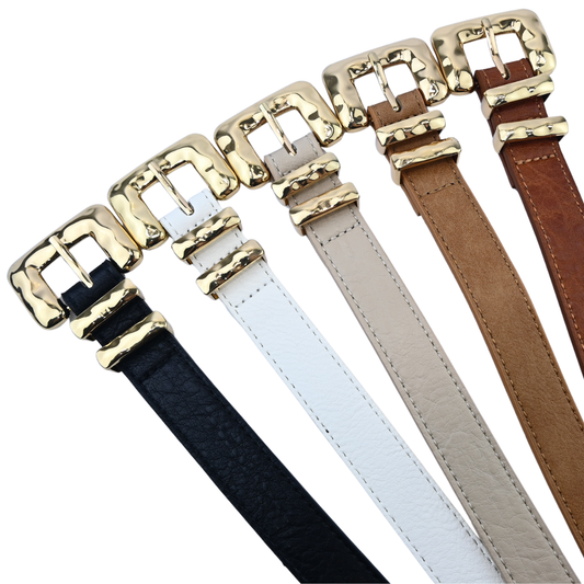 Cinto Feminino com Fivela Dourada Elegante e Versátil