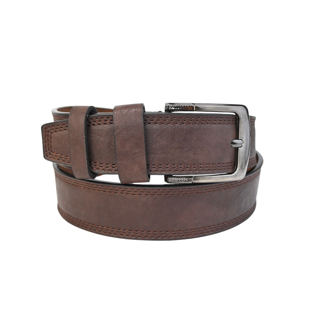 Cinto Masculino em Couro Sintético com Fivela Metálica