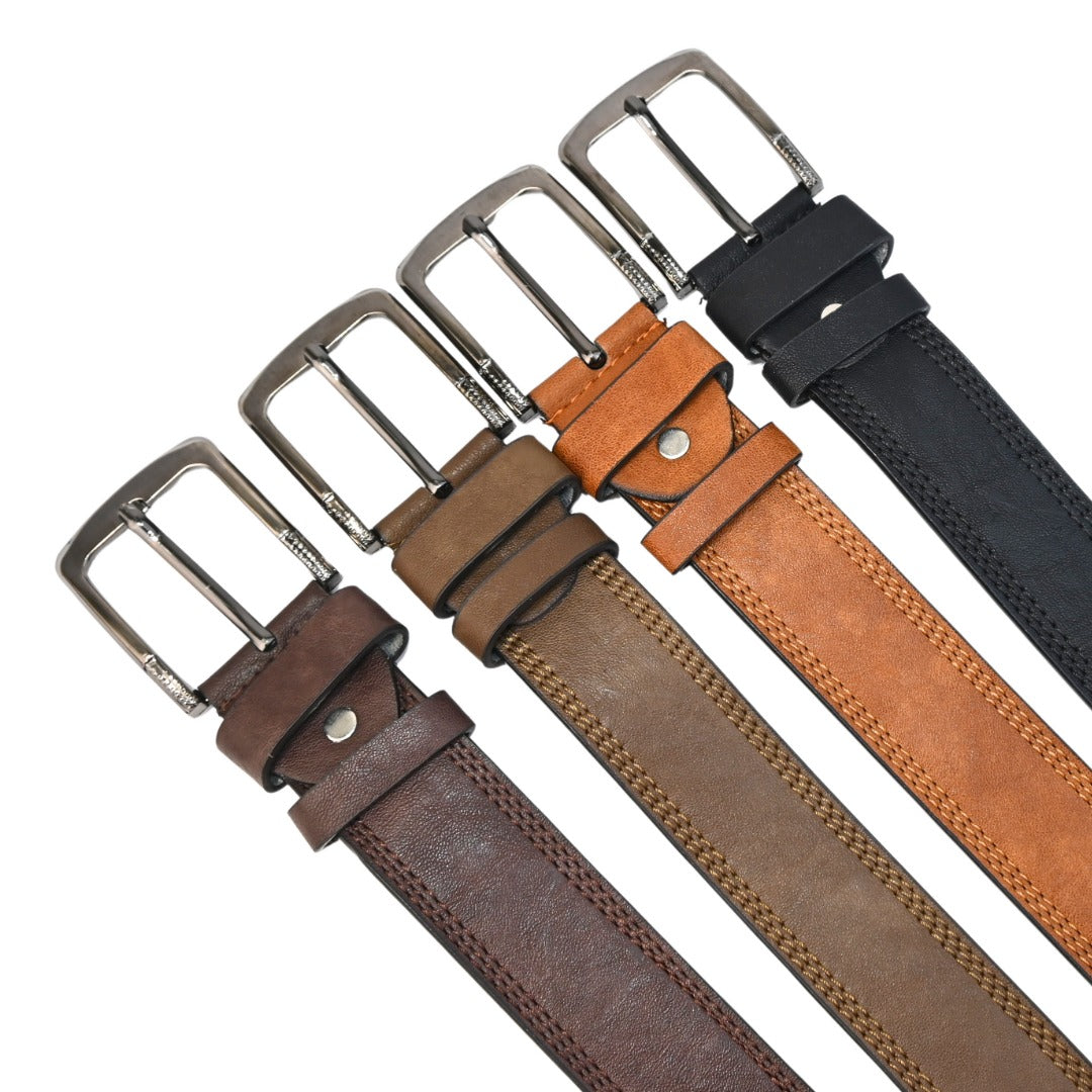 Cinto Masculino em Couro Sintético com Fivela Metálica