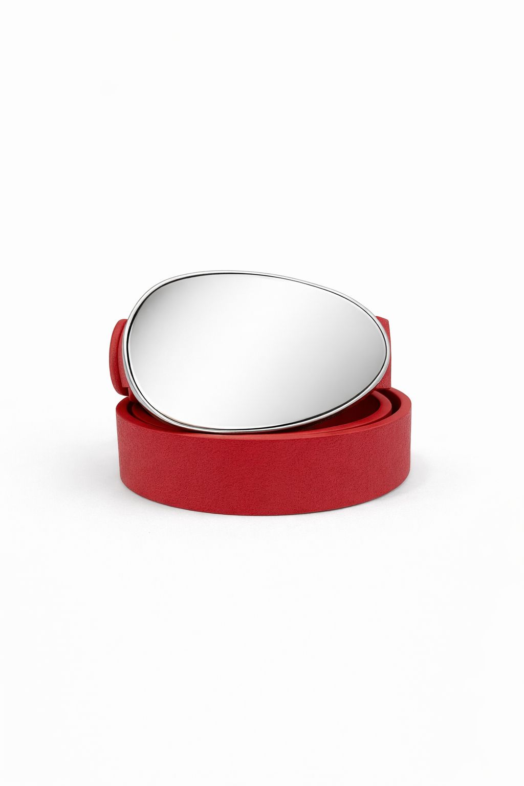 Cinto Feminino Com Fivela Oval Prateada